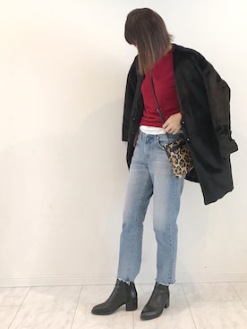 「GRL（グレイル）のアイテム（ノーカラージャケット）」を使った、amiさん（レディース・163cm）の冬コーディネート