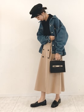 「GRL（グレイル）のアイテム（デニムジャケット）」を使った、amiさん（レディース・163cm）の冬コーディネート