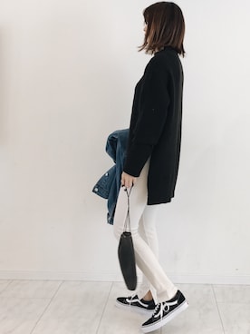 「GRL（グレイル）のアイテム（デニムジャケット）」を使った、amiさん（レディース・163cm）の冬コーディネート