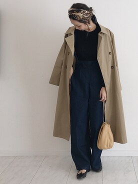 「春コート」｜「アイテム（オールインワン・サロペット）」を使った、amiさん（レディース・163cm）の春コーディネート