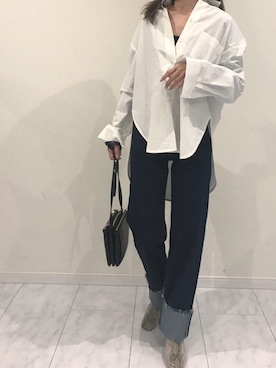 「Levi's（リーバイス）のRIBCAGE ストレート アンクル LUCK OF THE DRAW（デニムパンツ）」を使った、amiさん（レディース・163cm）の冬コーディネート