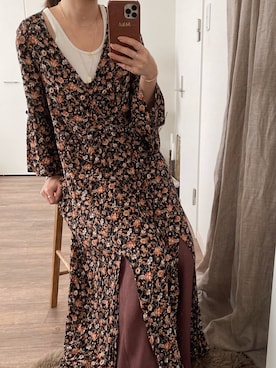 Zara ザラ のワンピース ドレス ブラウン系 を使った人気ファッションコーディネート Wear