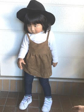「AZUL by moussy（アズールバイマウジー）のアイテム（キャミソール）」を使った、しーさん（キッズ・80cm）の冬コーディネート