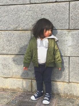 「公園コーデ」｜「アイテム（ブルゾン）」を使った、しーさん（キッズ・80cm）の冬コーディネート