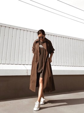 「秋のカフェオレコーデ」｜「アイテム（トレンチコート）」を使った、rinaさん（レディース・170cm）の秋コーディネート