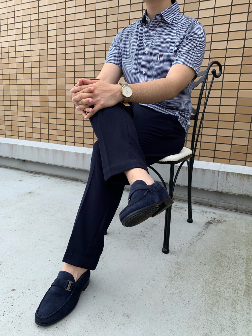 「ラフ、カジュアルコーデ、お洒落さんとつながりたい、シャツスタイル、夏コーデ、GU、ジーユーコーデ」｜「NANO universeのアイテム（シャツ/ブラウス、ホワイト系）」を使った、YUSUKEさん（メンズ・168cm）の夏コーディネートの1枚目の写真