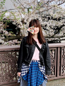 「Candy Stripper」｜「アイテム（デニムジャケット）」を使った、せもさん（レディース・163cm）の春コーディネート