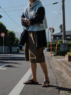 「パーカーベスト」｜tomaさん（メンズ・179cm）の夏コーディネート