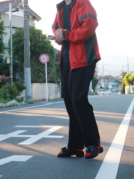 「ボーダーソックス」｜「アイテム（ナイロンジャケット）」を使った、tomaさん（メンズ・178cm）の夏コーディネート