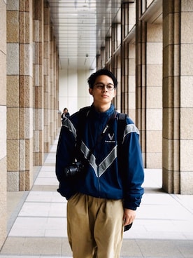 「Graphpaper（グラフペーパー）のアイテム（チノパンツ）」を使った、tomaさん（メンズ・179cm）の冬コーディネート