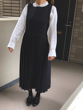 「ISOOK（アイスー）のアイテム（ワンピース）」を使った、Reeiさん（レディース・157cm）の冬コーディネート