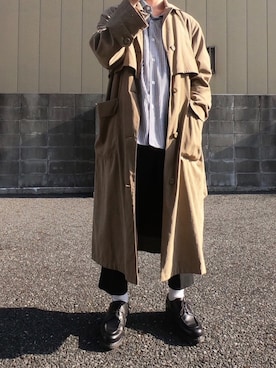 「LONDONFOG（ロンドンフォグ）のアイテム（ステンカラーコート）」を使った、ゆーきさん（メンズ・169cm）の春コーディネート