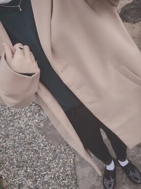 「SEVENDAYS=SUNDAY（セブンデイズサンデイ）のアイテム（チェスターコート）」を使った、‍kinkaさん（レディース・163cm）の冬コーディネート