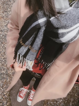 「SEVENDAYS=SUNDAY（セブンデイズサンデイ）のアイテム（チェスターコート）」を使った、‍kinkaさん（レディース・163cm）の冬コーディネート
