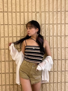 「BACK TO THE FIELD（バック トゥー ザ フィールド）のアイテム（パンツ）」を使った、RYOさん（レディース・161cm）の夏コーディネート