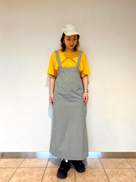 「BASERANGE（ベースレンジ）のアイテム（Tシャツ/カットソー）」を使った、mamiyamatoさん（レディース・167cm）の夏コーディネート
