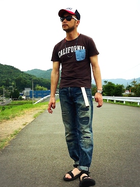 「チープカシオ」｜「アイテム（キャップ）」を使った、シンさん（メンズ・169cm）の夏コーディネート