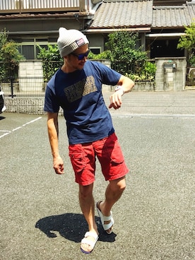 「Doシンプル部」｜「アイテム（ニットキャップ/ビーニー）」を使った、シンさん（メンズ・169cm）の夏コーディネート