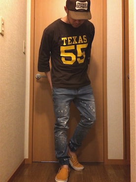 「秋のブラウンスタイル」｜「アイテム（スリッポン）」を使った、シンさん（メンズ・169cm）の秋コーディネート