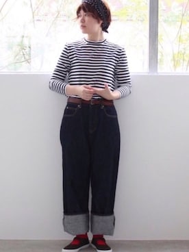 「bulle de savon（ビュルデサボン）のアイテム（ソックス/靴下）」を使った、e.uさん（レディース・158cm）の夏コーディネート