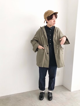 「yuni（ユニ　）のアイテム（その他アウター）」を使った、e.uさん（レディース・158cm）の秋コーディネート