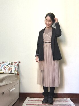 「magic yangのアイテム（テーラードジャケット、ブラック系）」を使った、荷莉的琥珀猫さん（レディース）の冬コーディネート