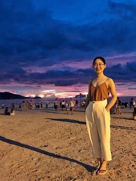 「UNIQLO（ユニクロ）のアイテム（キャミソール、ピンク系）」を使った、荷莉的琥珀猫さん（レディース）の春コーディネート