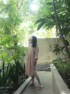 「LOWRYS FARM（ローリーズファーム）のアイテム（シャツワンピース、ピンク系）」を使った、荷莉的琥珀猫さん（レディース）の春コーディネート