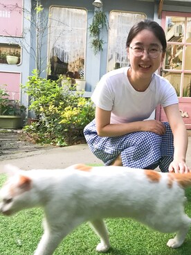 「蛋挞のアイテム（スカート、ブルー系）」を使った、荷莉的琥珀猫さん（レディース）の夏コーディネート