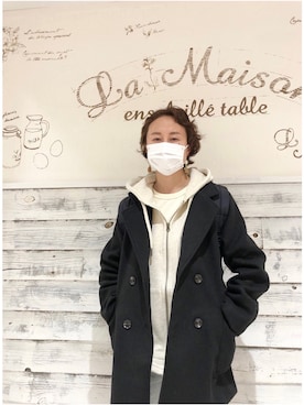 「JUNOAH（ジュノア）のアイテム（チェスターコート）」を使った、naomamaさん（レディース・152cm）の春コーディネート