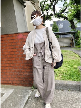 「ラフコーデ」｜「アイテム（ノーカラージャケット）」を使った、naomamaさん（レディース・152cm）の春コーディネート
