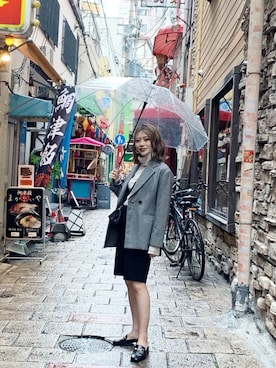 「MURUA（ムルーア）のアイテム（テーラードジャケット）」を使った、早久都加紗さん（レディース・158cm）の秋コーディネート