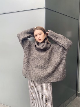 「チドリ柄」｜「アイテム（スカート）」を使った、早久都加紗さん（レディース・158cm）の秋コーディネート