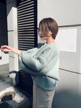 「MURUA（ムルーア）のアイテム（スウェット）」を使った、早久都加紗さん（レディース・158cm）の冬コーディネート