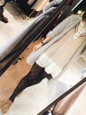 「axes femme（アクシーズファム）のアイテム（チュニック）」を使った、初橒Kumoomooさん（レディース・168cm）の冬コーディネート