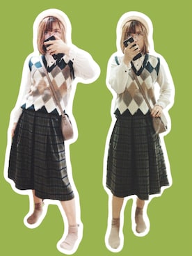 「axes femme（アクシーズファム）のアイテム（ショルダーバッグ）」を使った、初橒Kumoomooさん（レディース・168cm）の秋コーディネート
