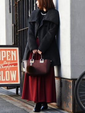 「アイテム（チャーム）」を使った、なつきさん（レディース・159cm）の冬コーディネート