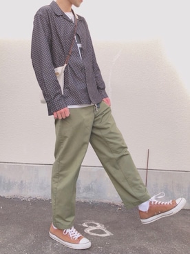 「コーデ記録」｜「アイテム（スラックス）」を使った、zhundaiさん（メンズ・176cm）の春コーディネート