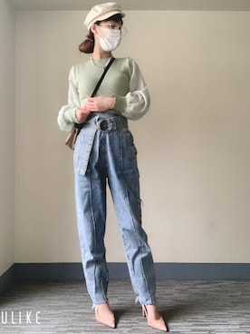 「Narcissus（ナルシス）のアイテム（デニムパンツ）」を使った、Chie Furukawaさん（レディース・153cm）の春コーディネート