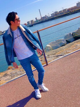 「AZUL by moussy（アズールバイマウジー）のアイテム（デニムジャケット）」を使った、zyunpeiさん（メンズ・164cm）の冬コーディネート