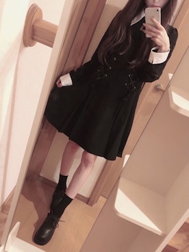「病みかわいい」｜「アイテム（ワンピース/ドレス）」を使った、ayaka⋆̩☽⋆゜さん（レディース・155cm）の冬コーディネート