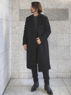 「コラボレーション」｜「アイテム（チェスターコート）」を使った、yamaguchi.fさん（メンズ・171cm）の冬コーディネート