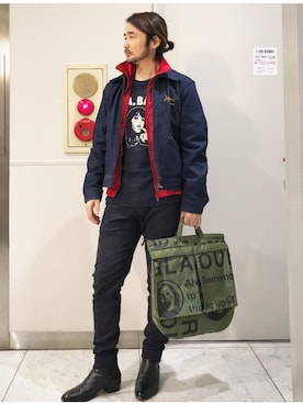「Gジャン」｜「アイテム（ナイロンジャケット）」を使った、yamaguchi.fさん（メンズ・171cm）の冬コーディネート