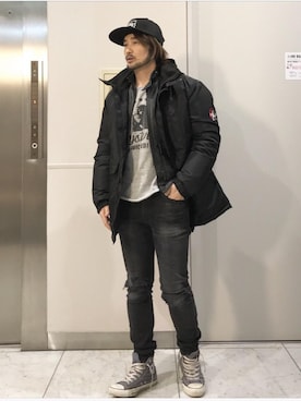 「HYSTERIC GLAMOUR（ヒステリックグラマー）のアイテム（マウンテンパーカー）」を使った、yamaguchi.fさん（メンズ・171cm）の冬コーディネート