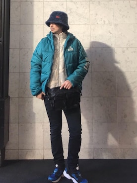「ジップブルゾン」｜「アイテム（帽子）」を使った、yamaguchi.fさん（メンズ・171cm）の冬コーディネート