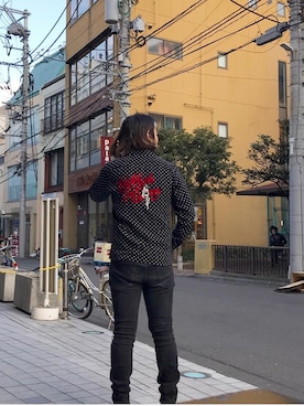 「レーヨンシャツ」｜「アイテム（スウェット）」を使った、yamaguchi.fさん（メンズ・171cm）の冬コーディネート