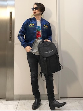 スカジャンを使った リュック の人気ファッションコーディネート Wear