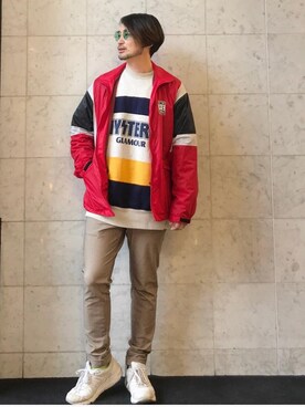 「配色」｜「アイテム（ブルゾン）」を使った、yamaguchi.fさん（メンズ・171cm）の春コーディネート