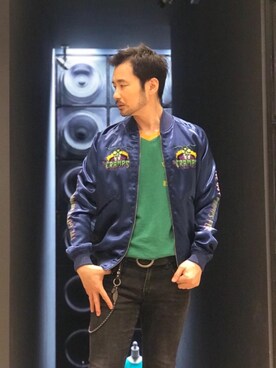 「ブルゾン」｜「アイテム（スカジャン）」を使った、yamaguchi.fさん（メンズ・171cm）の夏コーディネート