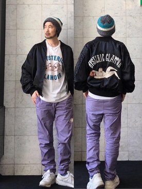 「ブルゾン」｜「アイテム（スカジャン）」を使った、yamaguchi.fさん（メンズ・171cm）の秋コーディネート